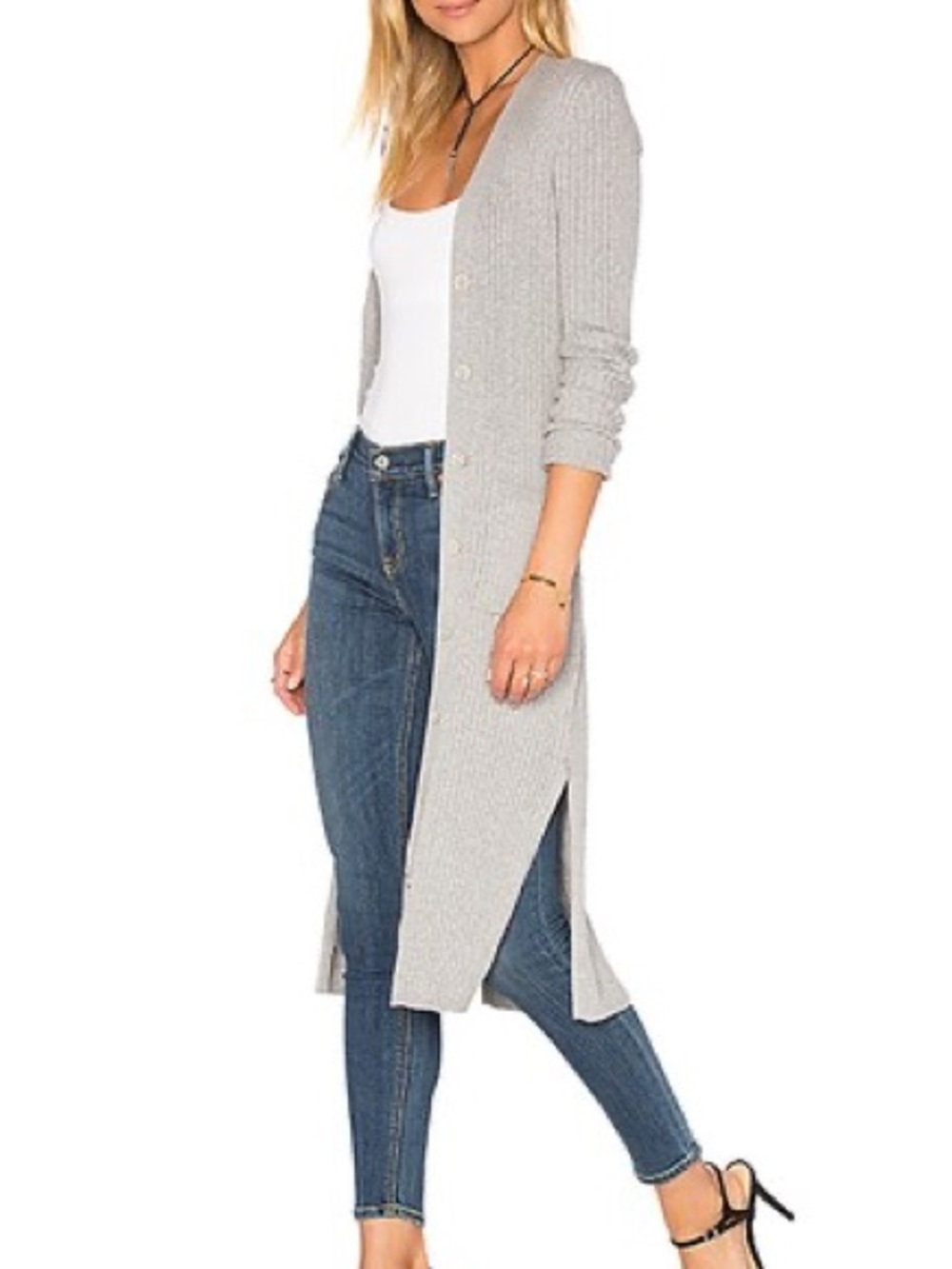 NWT Cotton by Autumn Cashmere Rib Maxi Cardigan Duster in Sweatshirt